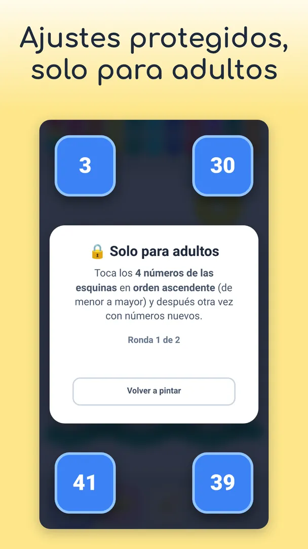 Ajustes protegidos, solo para adultos