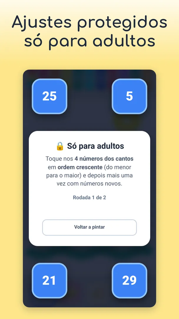 Ajustes protegidos só para adultos