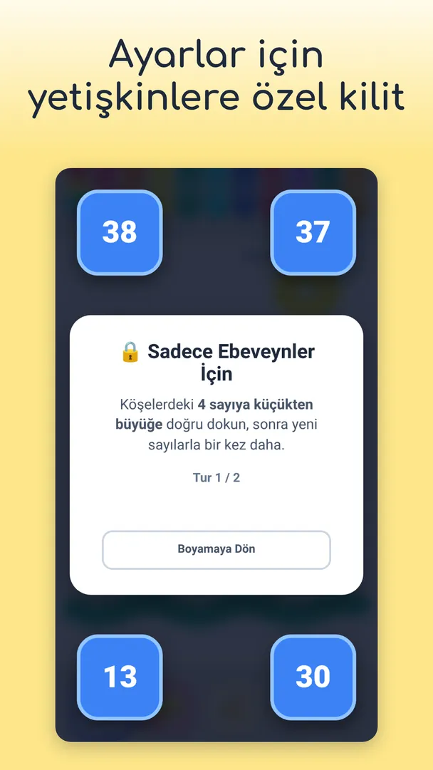 Ayarlar için yetişkinlere özel kilit